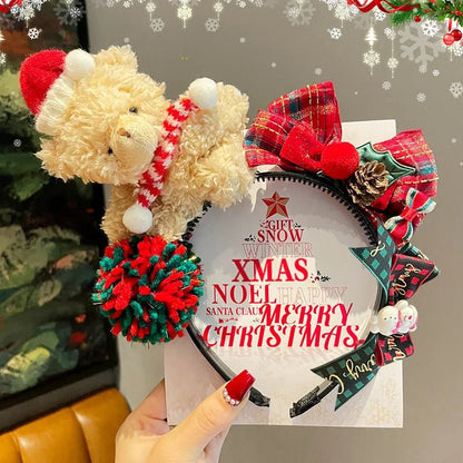 Serre-Tête Noël Ours en peluche antidérapant pour fillette headband joie Teddy