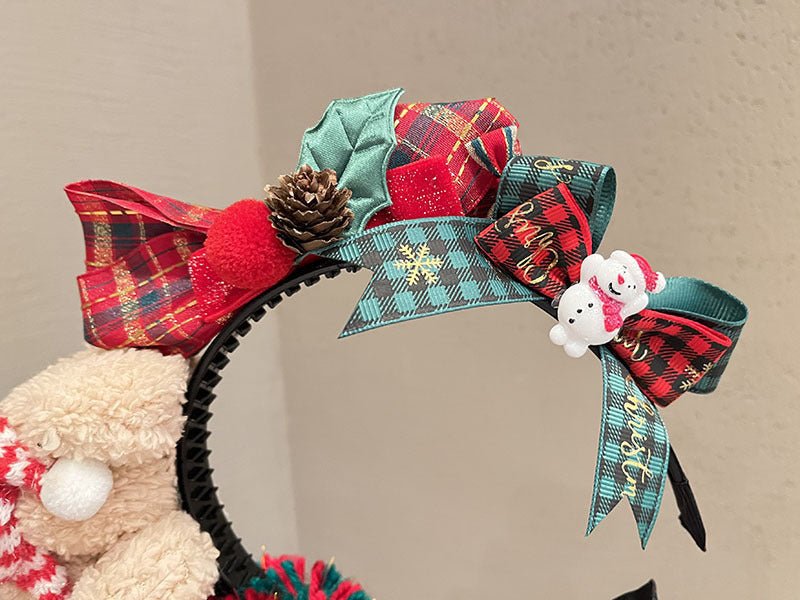 Serre-Tête Noël Ours en peluche antidérapant pour fillette headband joie Teddy