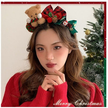 Serre Tête Noël Rouge lutin renne fillette bandeau fete headband femme,cheveux