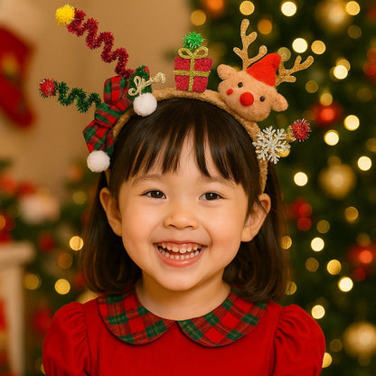 Serre Tête Noël Rouge lutin renne fillette bandeau
