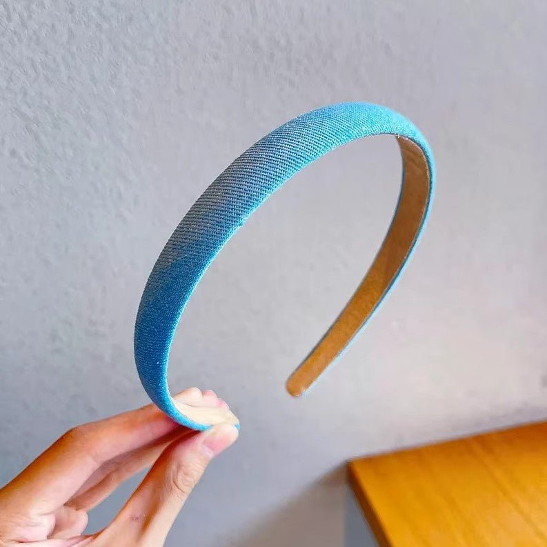Serre-tête pour fillette jean fin bleu marine tresse matte